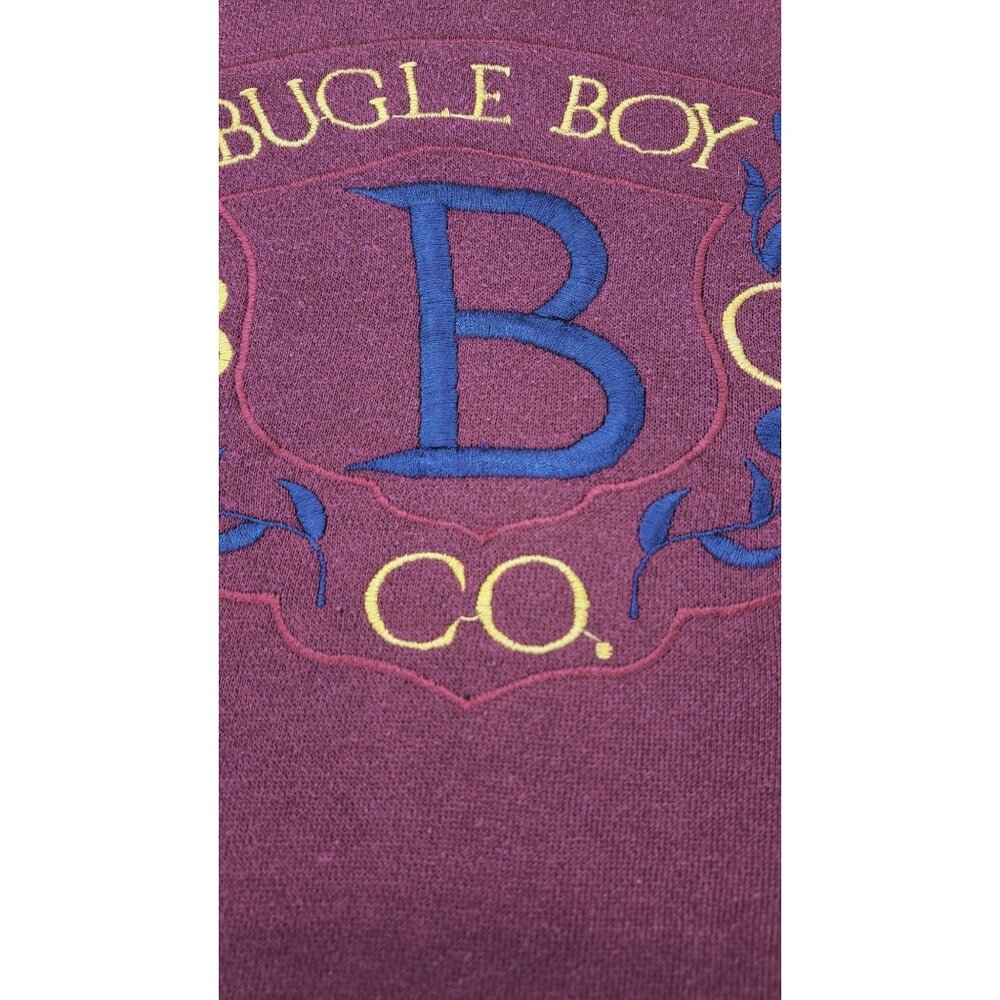 Vintage Bugle Boy Sweatshirt Embroidered Blue Logo Burgundy Oversized Medium - Picture 5 of 6